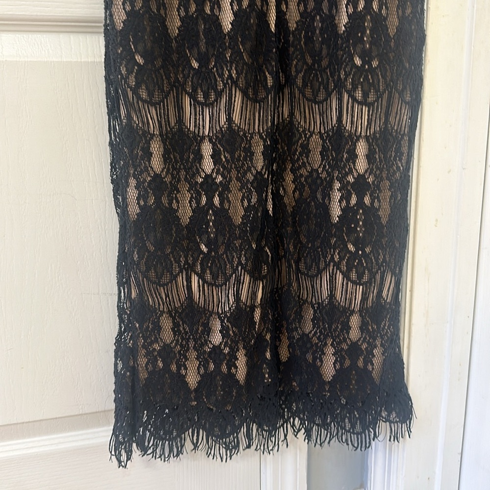Rachel & Chloé Black Lace Nude Illusion Maxi Dress – Size M - Picture 9 of 10